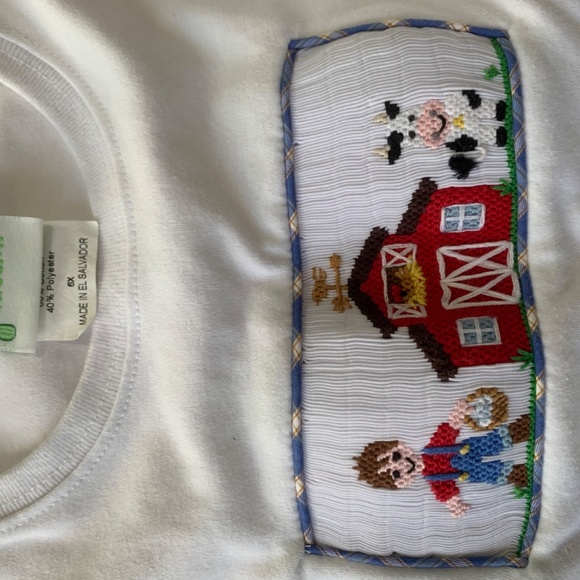 Zuccini Boy's Farm Smocked White Tee Shirt 6X - Picture 3 of 3